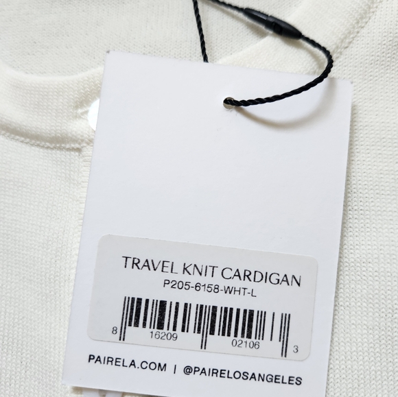 NWT Paire Cardigan Ivory Button Down Ribbed Stretchy Long Sleeve Round Neck Sz L - Picture 4 of 8